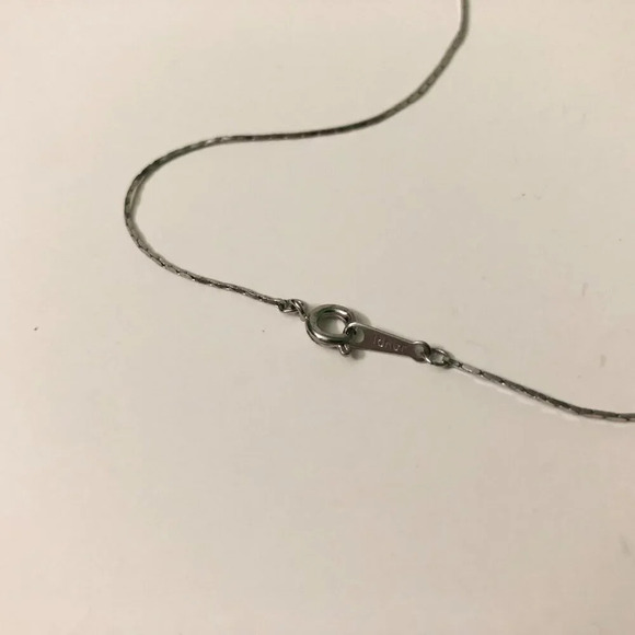 Thin Chain Necklace Silver Tone Stamped 18KGP - Picture 8 of 13